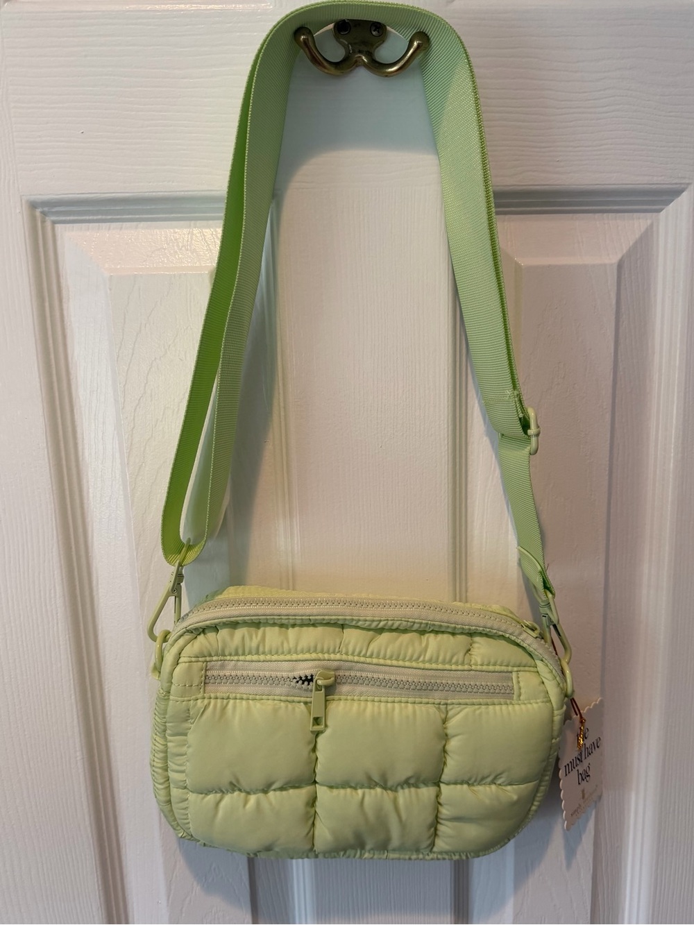 Simply Southern Sage Green Quilted Puffer Crossbody Bag NWT